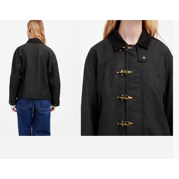 Madewell x Alpha Industries $265 Waxed Cotton Car Coat Black Size M NS730 - Picture 2 of 16